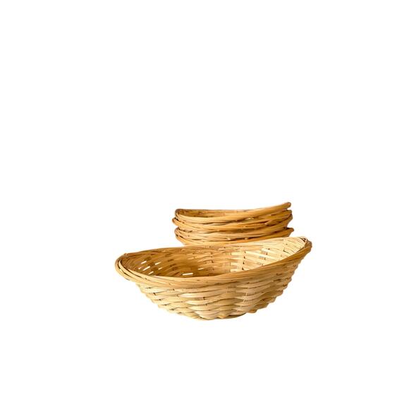 5 Vintage Natural Small Woven Baskets Oval Wicker Storage Fruit Snack Bowls - Picture 15 of 16